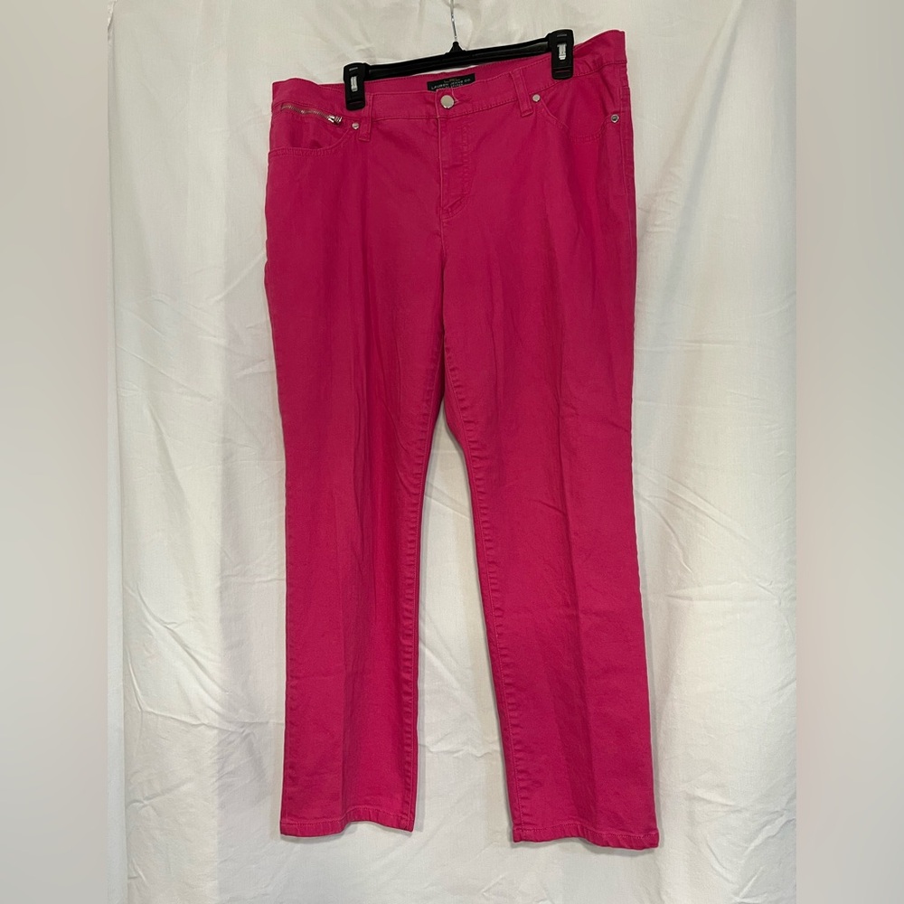 Lauren Ralph Lauren Straight Leg Jeans in Bright Pink